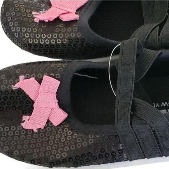 2 FOR $5 SALE Lilly of New York  Black Sequined Slip On Sneakers Size 10 - Picture 2 of 9